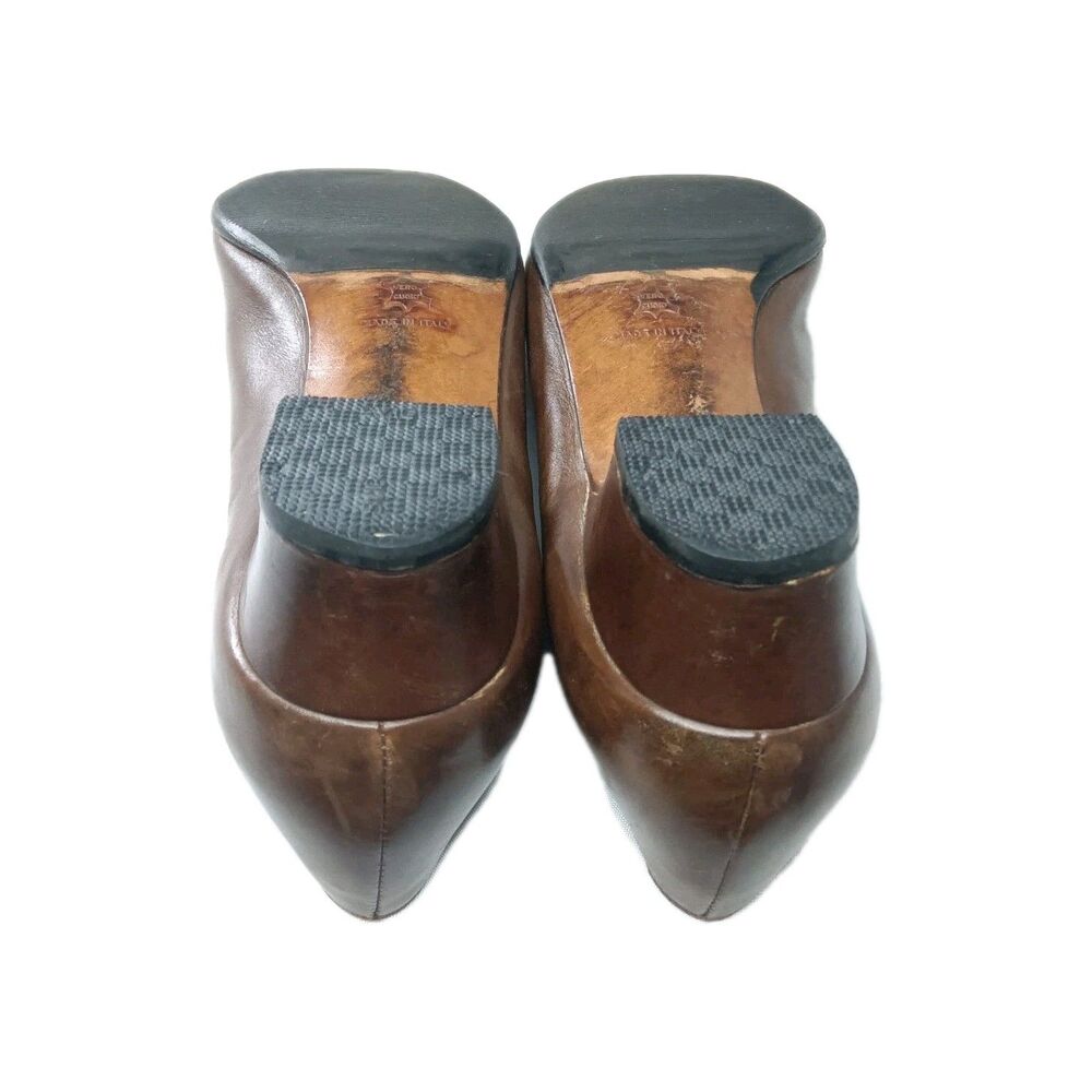 Vintage Salvatore Ferragamo Pump Women's Size 9 A 2 Brown Shoes Bow Top Accent - Picture 8 of 11